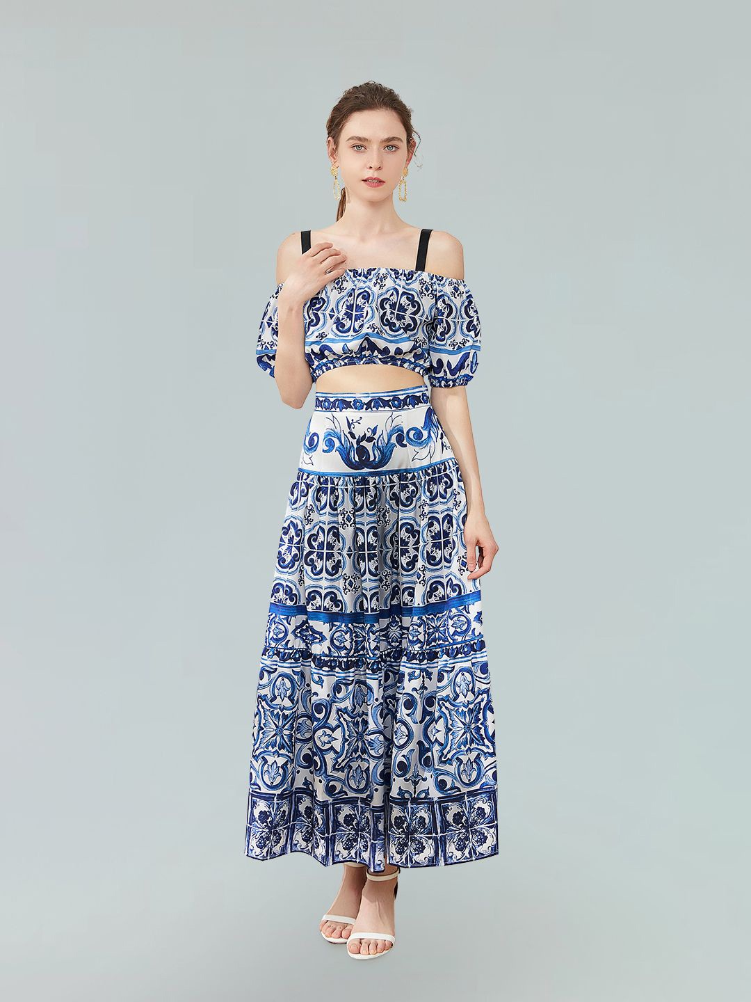 JC Collection Ethnic Motifs Printed Off Shoulder Puff Sleeves Casual Top With Skirt, Blue
JC Collection Ethnic Motifs Printed Off Shoulder Puff Sleeves Casual Top With Skirt, Blue