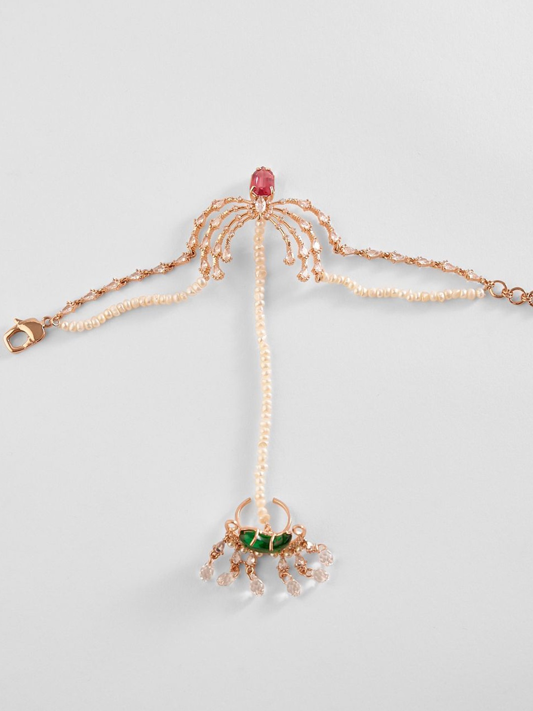 Outhouse 22kT Rose Gold-Plated Crystal and Cubic Zircoin Studded & Beaded Ring Bracelet
Outhouse 22kT Rose Gold-Plated Crystal and Cubic Zircoin Studded & Beaded Ring Bracelet