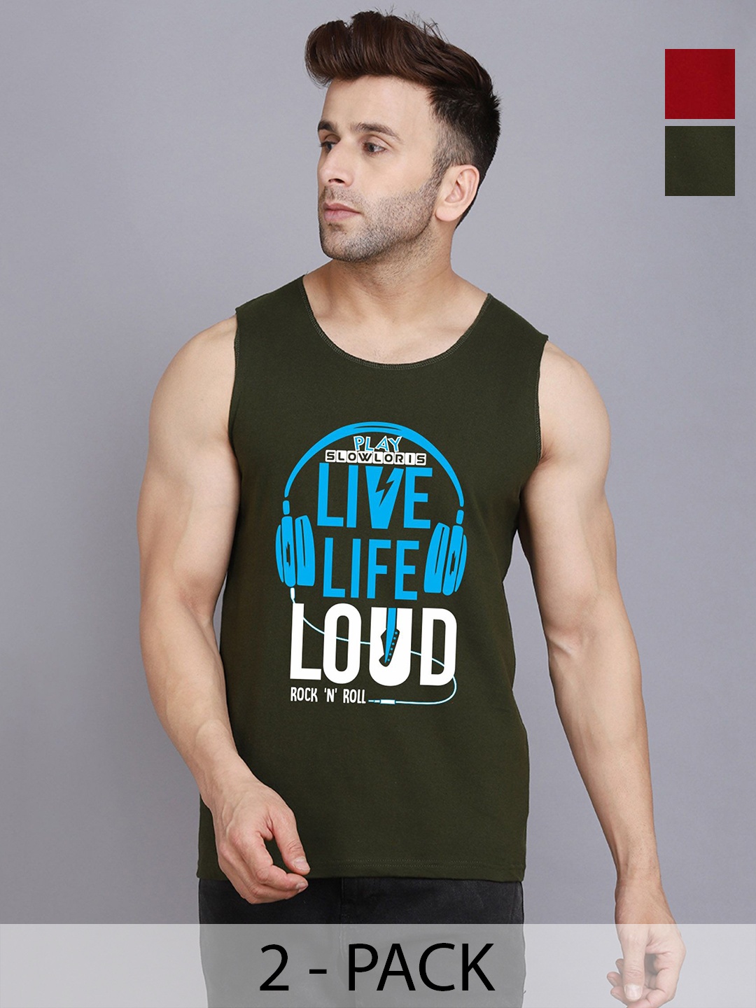 SLOWLORIS Men Pack Of 2 Typography Printed Round Neck Cotton Slim Fit T-Shirts, Olive
SLOWLORIS Men Pack Of 2 Typography Printed Round Neck Cotton Slim Fit T-Shirts, Olive