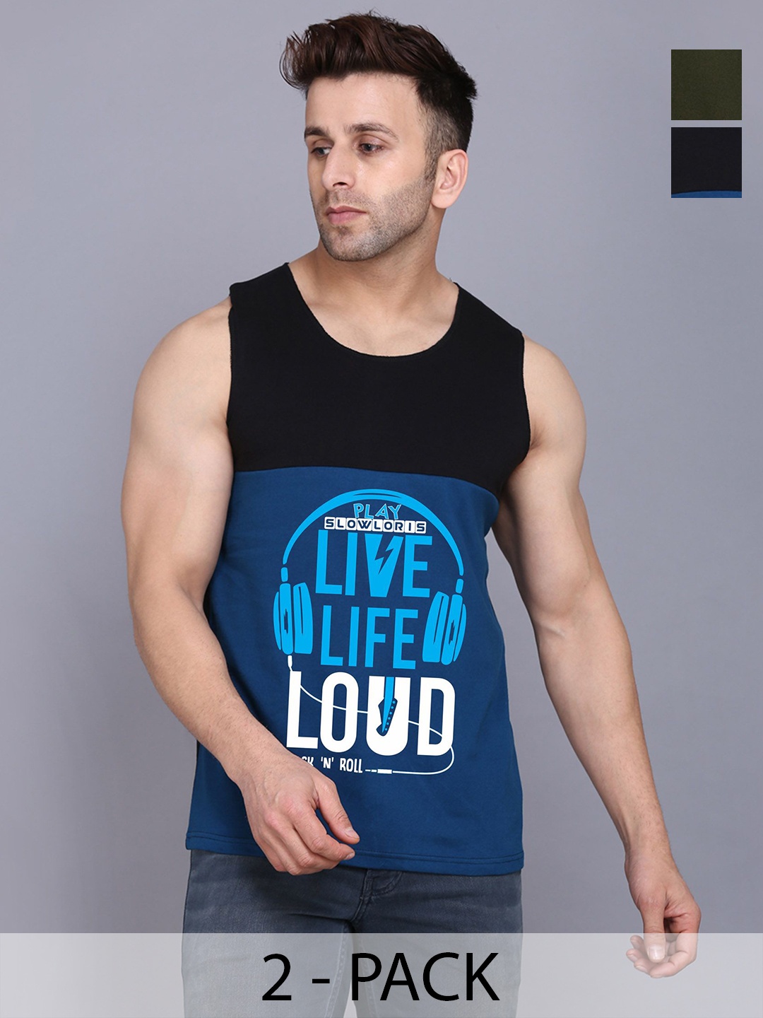 SLOWLORIS Men Pack Of 2 Typography Printed Round Neck Cotton Slim Fit T-Shirts, Black
SLOWLORIS Men Pack Of 2 Typography Printed Round Neck Cotton Slim Fit T-Shirts, Black