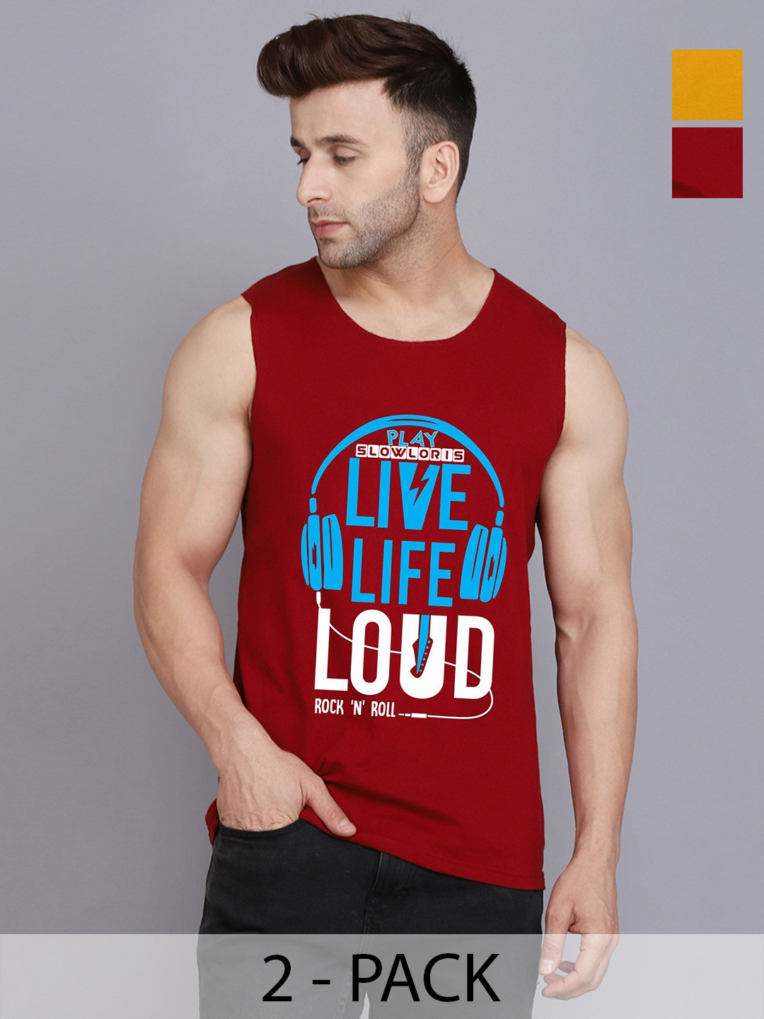 SLOWLORIS Men Pack Of 2 Typography Printed Round Neck Cotton Slim Fit T-Shirts, Maroon
SLOWLORIS Men Pack Of 2 Typography Printed Round Neck Cotton Slim Fit T-Shirts, Maroon