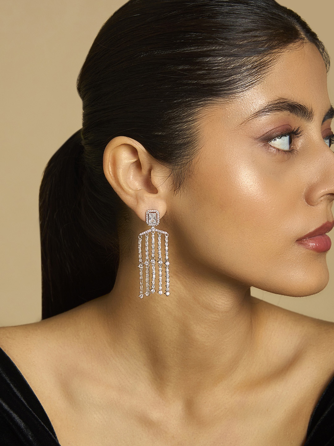 Kushal's Fashion Jewellery Rhodium-Plated CZ Stone Studded Drop Earrings, Silver
Kushal's Fashion Jewellery Rhodium-Plated CZ Stone Studded Drop Earrings, Silver