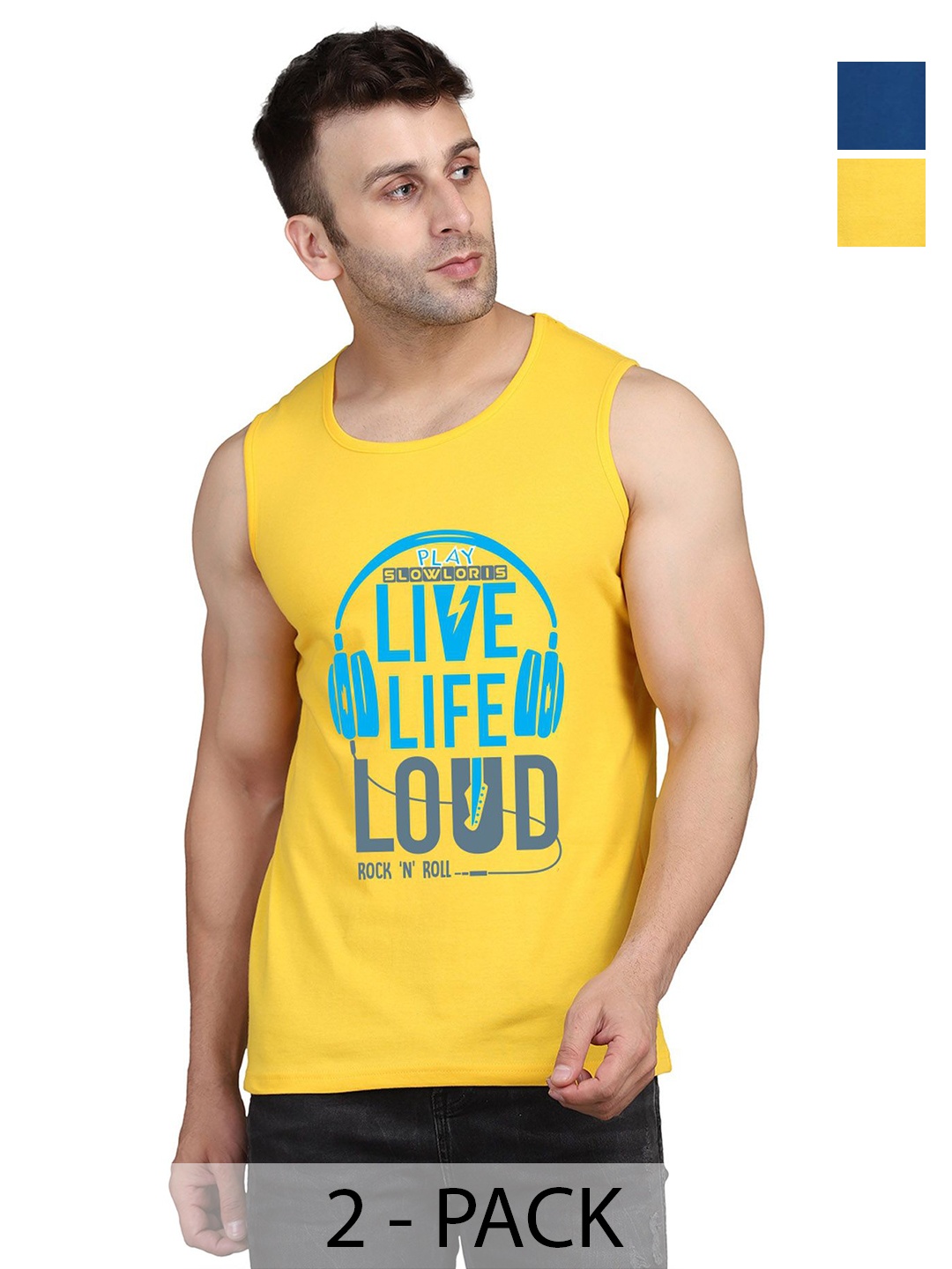 SLOWLORIS Men Pack Of 2 Typography Printed Round Neck Cotton Slim Fit T-Shirts, Yellow
SLOWLORIS Men Pack Of 2 Typography Printed Round Neck Cotton Slim Fit T-Shirts, Yellow