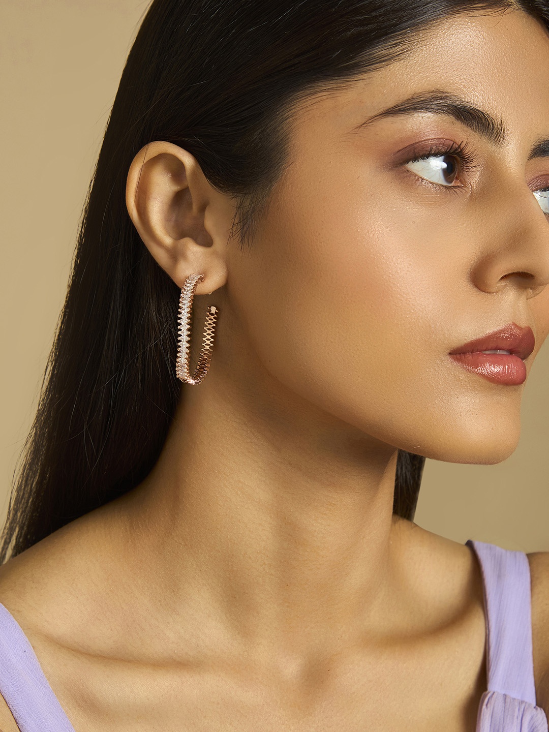 Kushal's Fashion Jewellery Rose Gold-Plated Cubic Zirconia-Studded Half Hoop Earrings, White
Kushal's Fashion Jewellery Rose Gold-Plated Cubic Zirconia-Studded Half Hoop Earrings, White