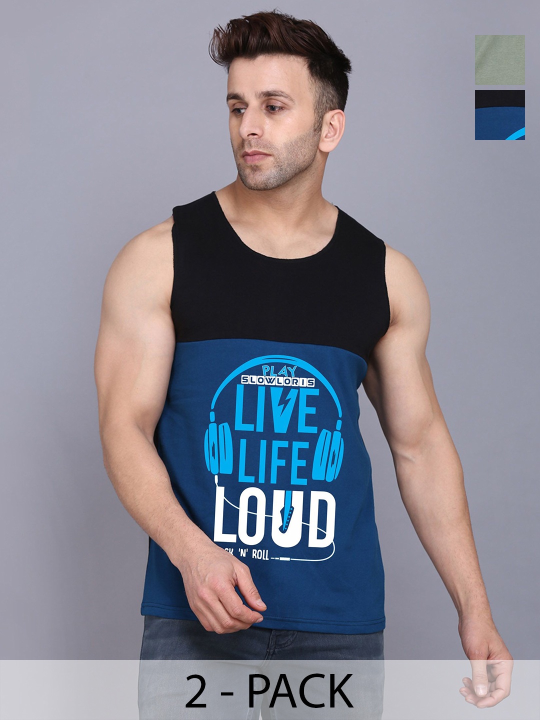 SLOWLORIS Men Pack Of 2 Typography Printed Round Neck Cotton Slim Fit T-Shirts, Black
SLOWLORIS Men Pack Of 2 Typography Printed Round Neck Cotton Slim Fit T-Shirts, Black
