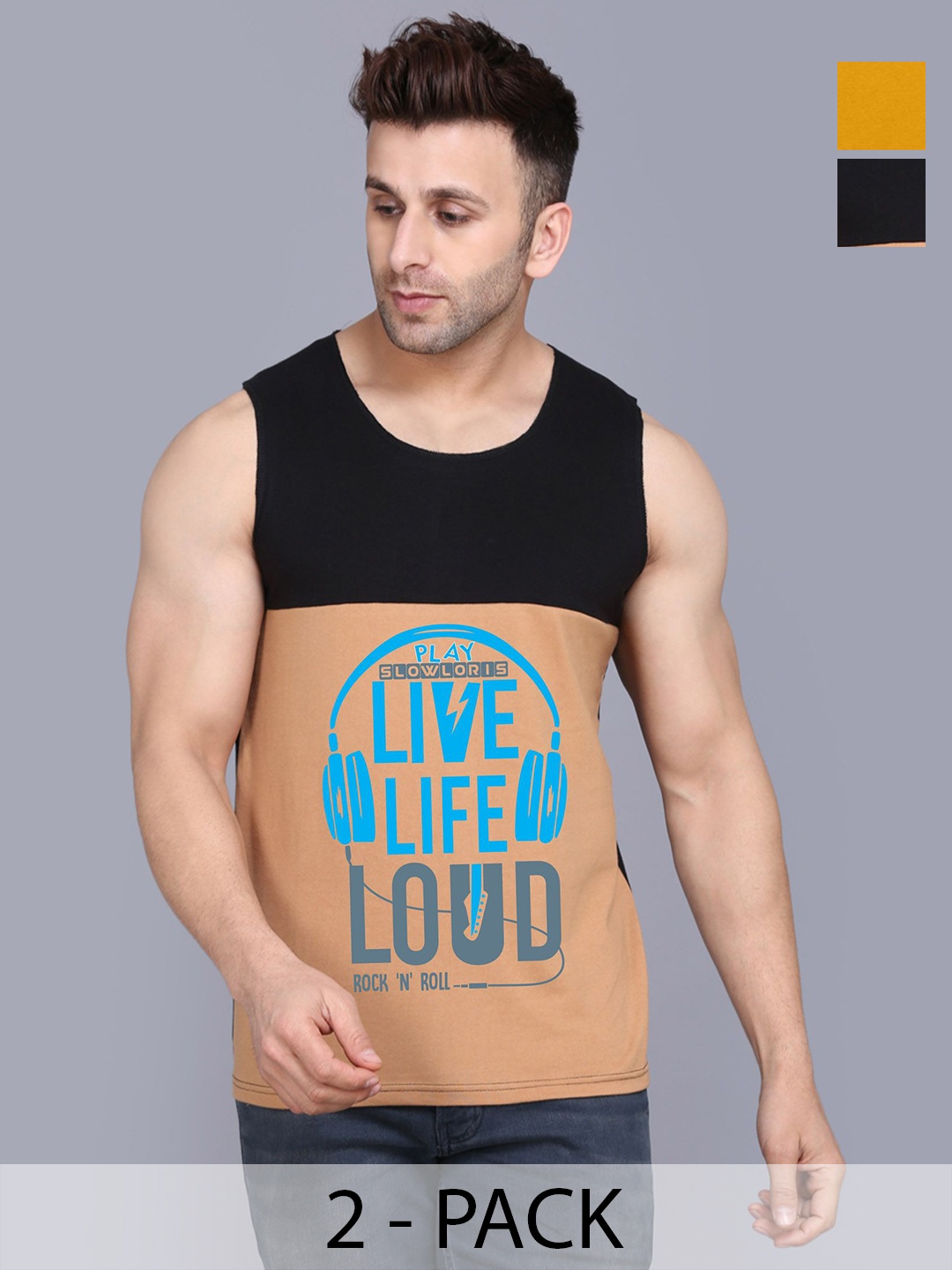 SLOWLORIS Men Pack Of 2 Typography Printed Round Neck Cotton Slim Fit T-Shirts, Black
SLOWLORIS Men Pack Of 2 Typography Printed Round Neck Cotton Slim Fit T-Shirts, Black