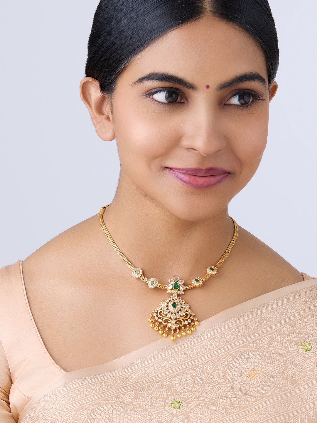Kushal's Fashion Jewellery 92.5 Pure Silver Gold-Plated Stone Studded Temple Necklace
Kushal's Fashion Jewellery 92.5 Pure Silver Gold-Plated Stone Studded Temple Necklace