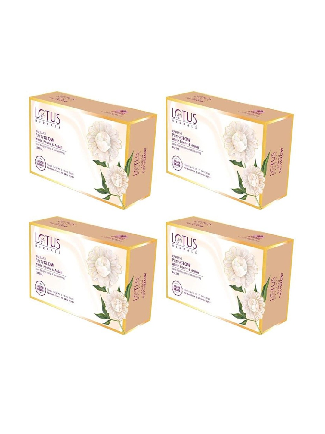Lotus Herbals Set Of 4 Radiant PartyGLOW White Peony De-Tanning Facial Kit-57g Each, Cream
Lotus Herbals Set Of 4 Radiant PartyGLOW White Peony De-Tanning Facial Kit-57g Each, Cream