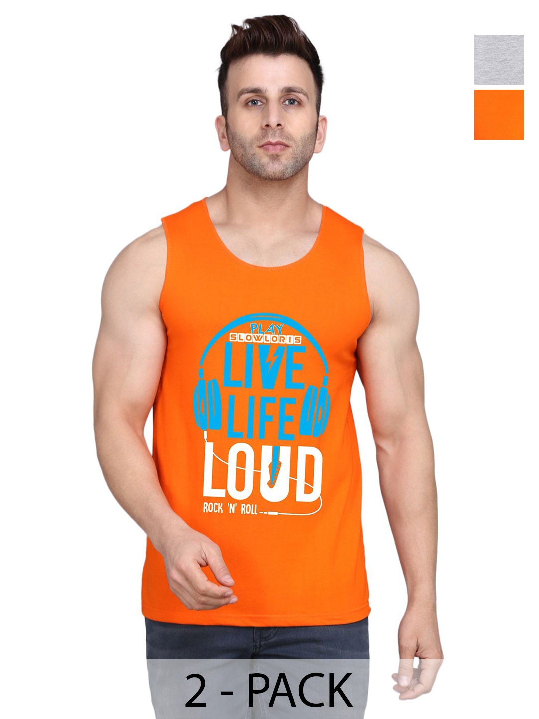 SLOWLORIS Men Pack Of 2 Typography Printed Round Neck Cotton Slim Fit T-Shirts, Orange
SLOWLORIS Men Pack Of 2 Typography Printed Round Neck Cotton Slim Fit T-Shirts, Orange