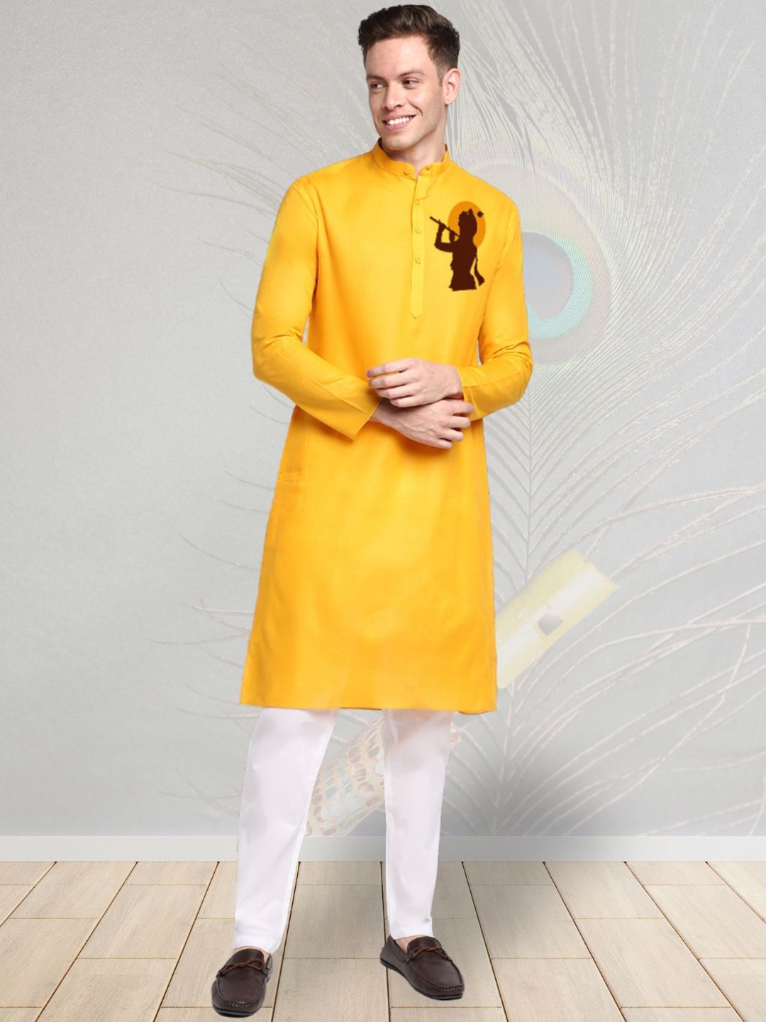 DEVOILER Ethnic Motifs Digital Printed Mandarin Collar Cotton Straight Kurta, Yellow
DEVOILER Ethnic Motifs Digital Printed Mandarin Collar Cotton Straight Kurta, Yellow