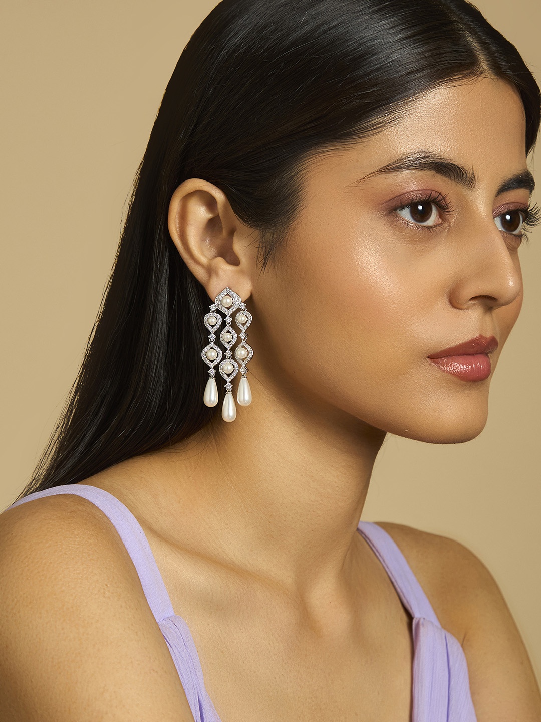 Kushal's Fashion Jewellery Rhodium-Plated Cubic Zirconia-Studded Drop Earrings, White
Kushal's Fashion Jewellery Rhodium-Plated Cubic Zirconia-Studded Drop Earrings, White