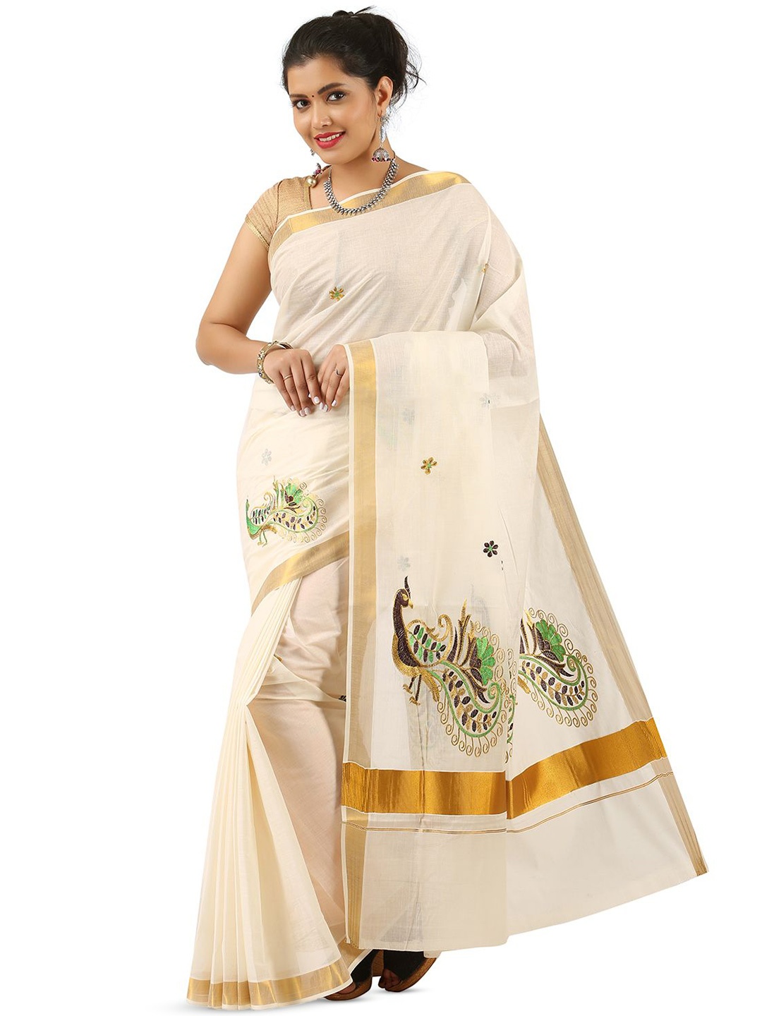 Rst R Selvamani Tex Ethnic Motifs Embroidered Zari Pure Cotton Kasavu Saree, Off white
Rst R Selvamani Tex Ethnic Motifs Embroidered Zari Pure Cotton Kasavu Saree, Off white
