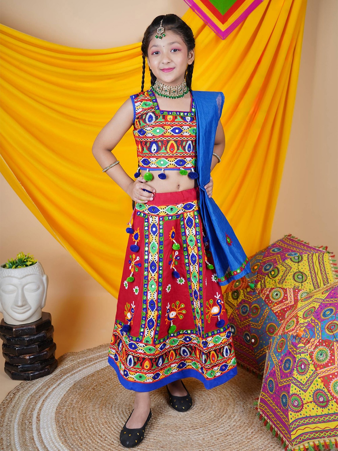 ahhaaaa Girls Embroidered Beads and Stones Cotton Ready to Wear Lehenga & Blouse Dupatta, Red
ahhaaaa Girls Embroidered Beads and Stones Cotton Ready to Wear Lehenga & Blouse Dupatta, Red