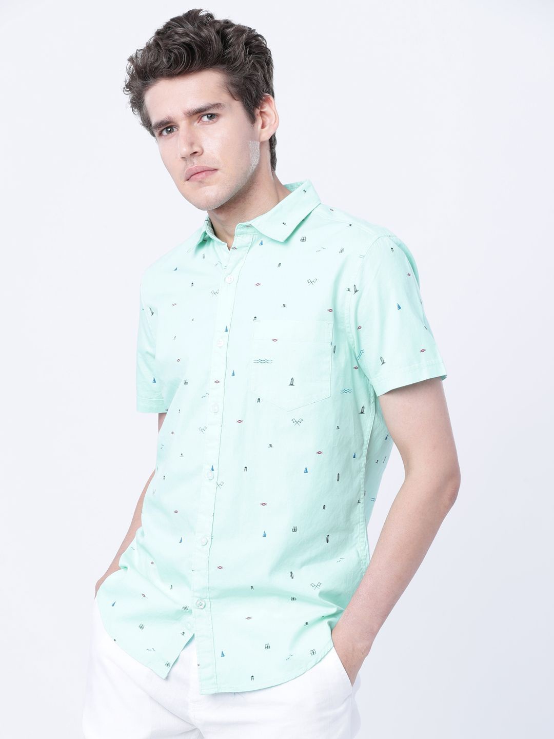 HIGHLANDER Men Spread Collar Conversational Printed Cotton Slim Fit Casual Shirt, Green
HIGHLANDER Men Spread Collar Conversational Printed Cotton Slim Fit Casual Shirt, Green
