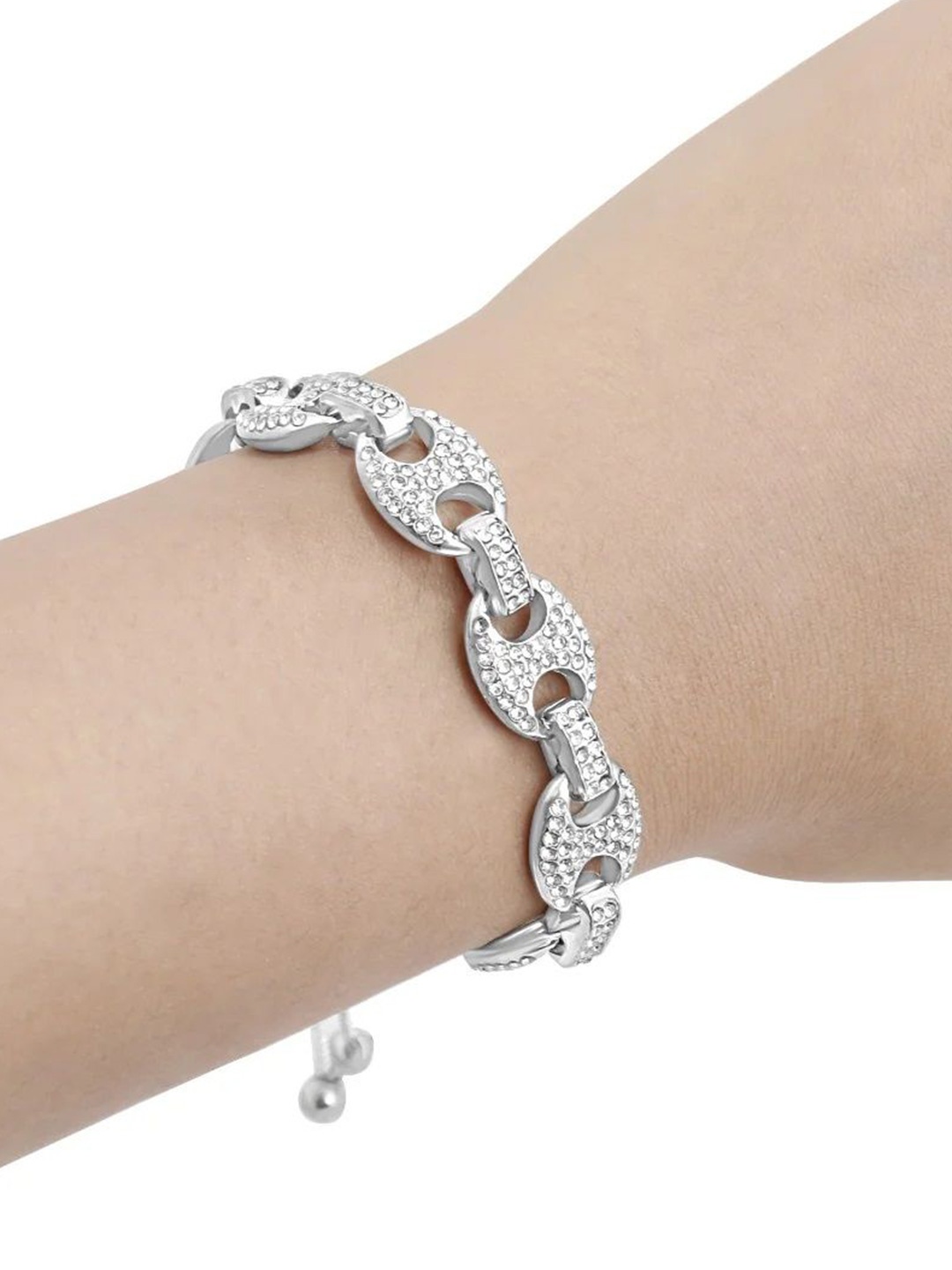 WRAPGAME INDIA Rhodium-Plated Studded Cubic Zirconia Studded Wraparound Bracelet, Silver
WRAPGAME INDIA Rhodium-Plated Studded Cubic Zirconia Studded Wraparound Bracelet, Silver