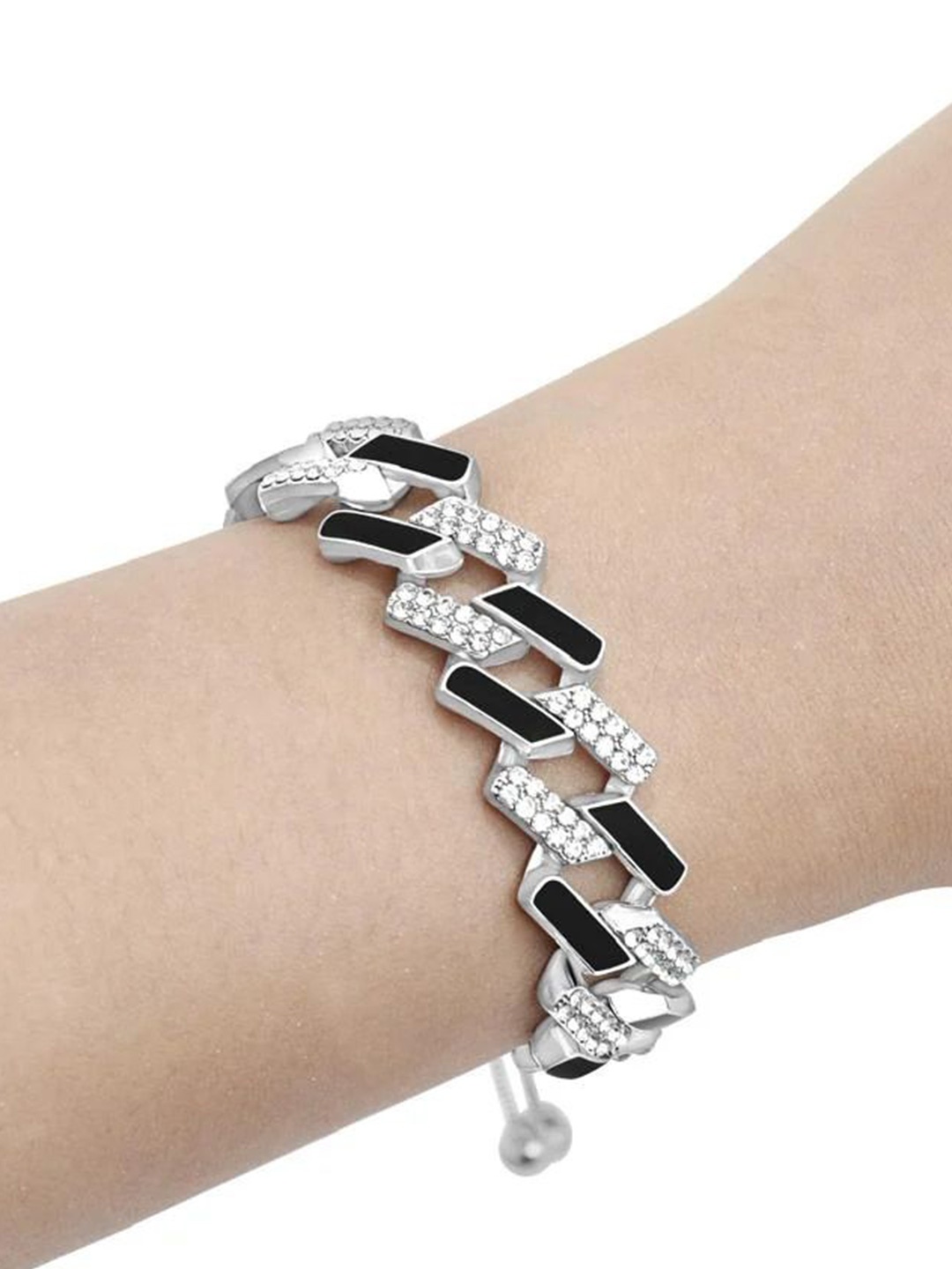 WRAPGAME INDIA Rhodium-Plated Studded Cubic Zirconia Studded Wraparound Bracelet, Silver
WRAPGAME INDIA Rhodium-Plated Studded Cubic Zirconia Studded Wraparound Bracelet, Silver