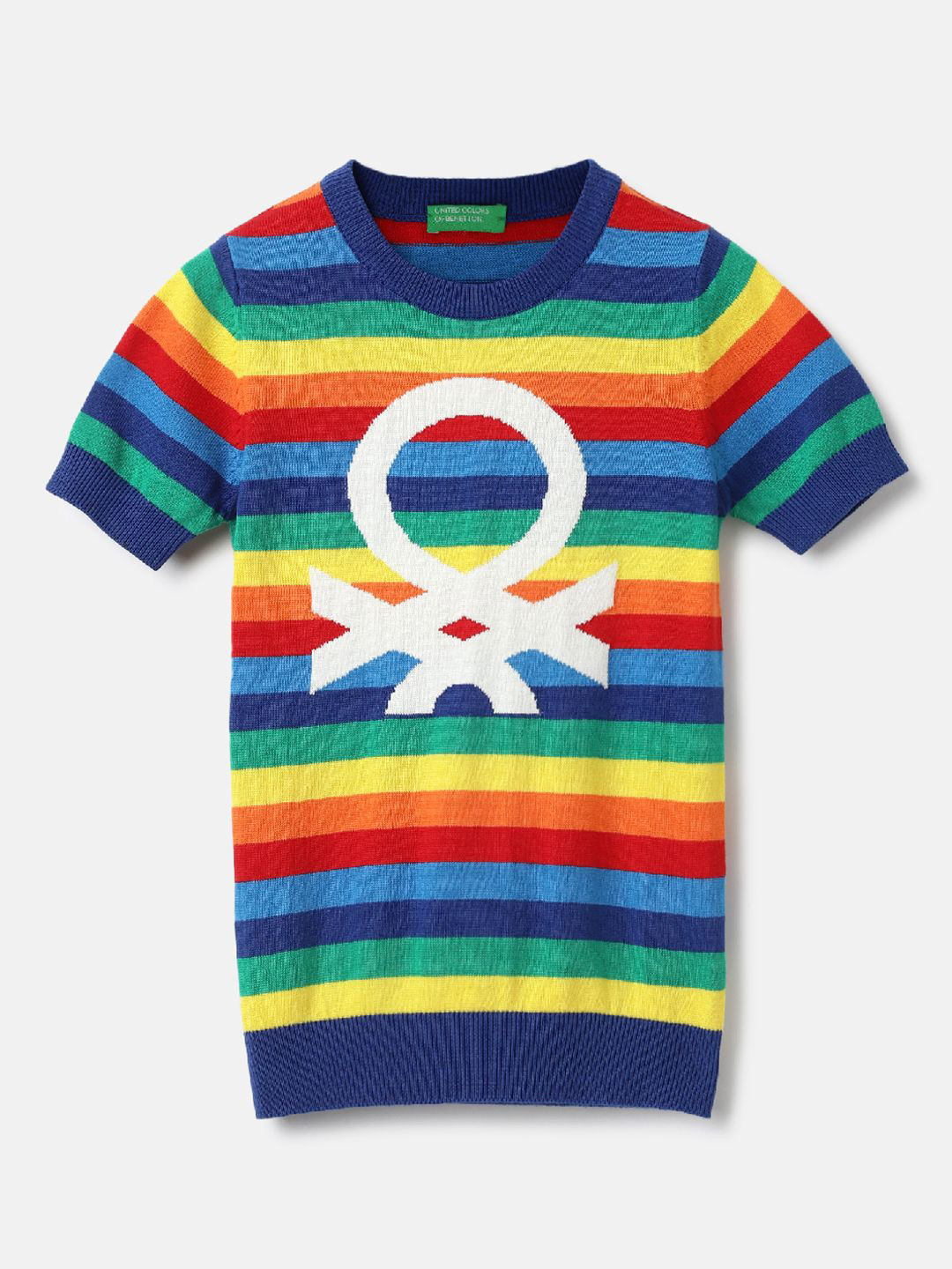 United Colors of Benetton Boys Striped Graphic Printed Sweatshirt, Yellow 
United Colors of Benetton Boys Striped Graphic Printed Sweatshirt, Yellow