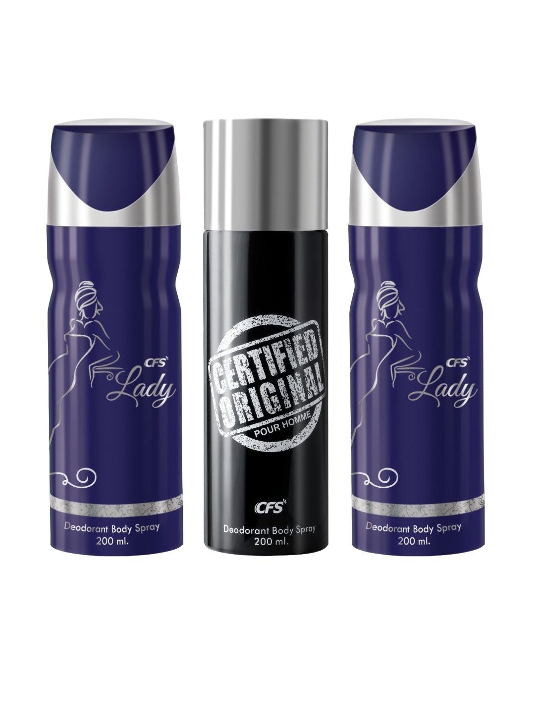CFS Set of 2 Lady Blue & 1 Pc Certified Original Black Deodorant Body Sprays - 200ml Each
CFS Set of 2 Lady Blue & 1 Pc Certified Original Black Deodorant Body Sprays - 200ml Each