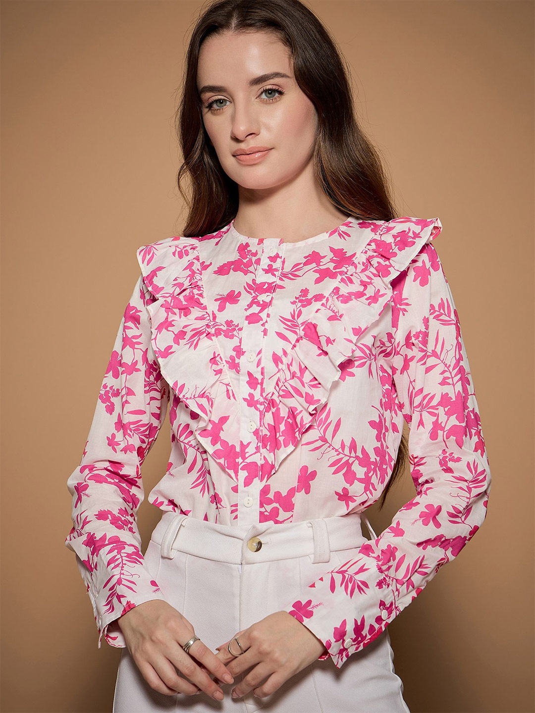 URBANGRACE BY KASSUALLY Women Standard Collarless Floral Printed Cotton Formal Shirt, White
URBANGRACE BY KASSUALLY Women Standard Collarless Floral Printed Cotton Formal Shirt, White