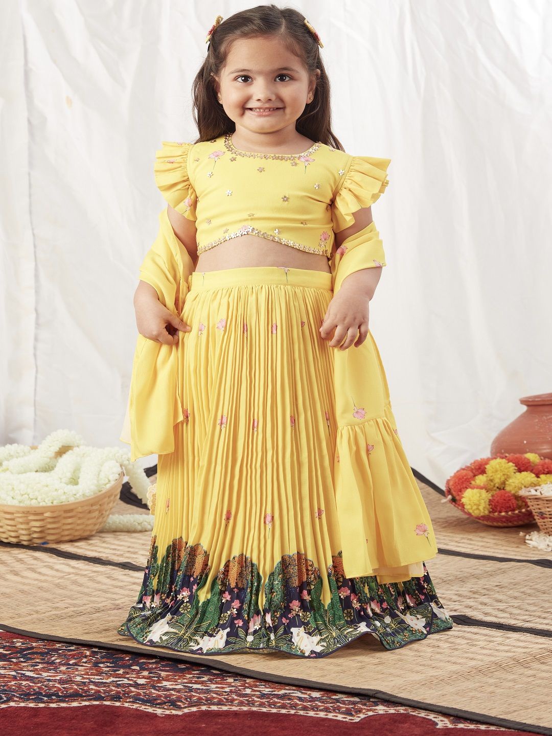 Vivedkids Girls Embellished Beads and Stones Ready to Wear Lehenga With Choli & Dupatta, Yellow
Vivedkids Girls Embellished Beads and Stones Ready to Wear Lehenga With Choli & Dupatta, Yellow
