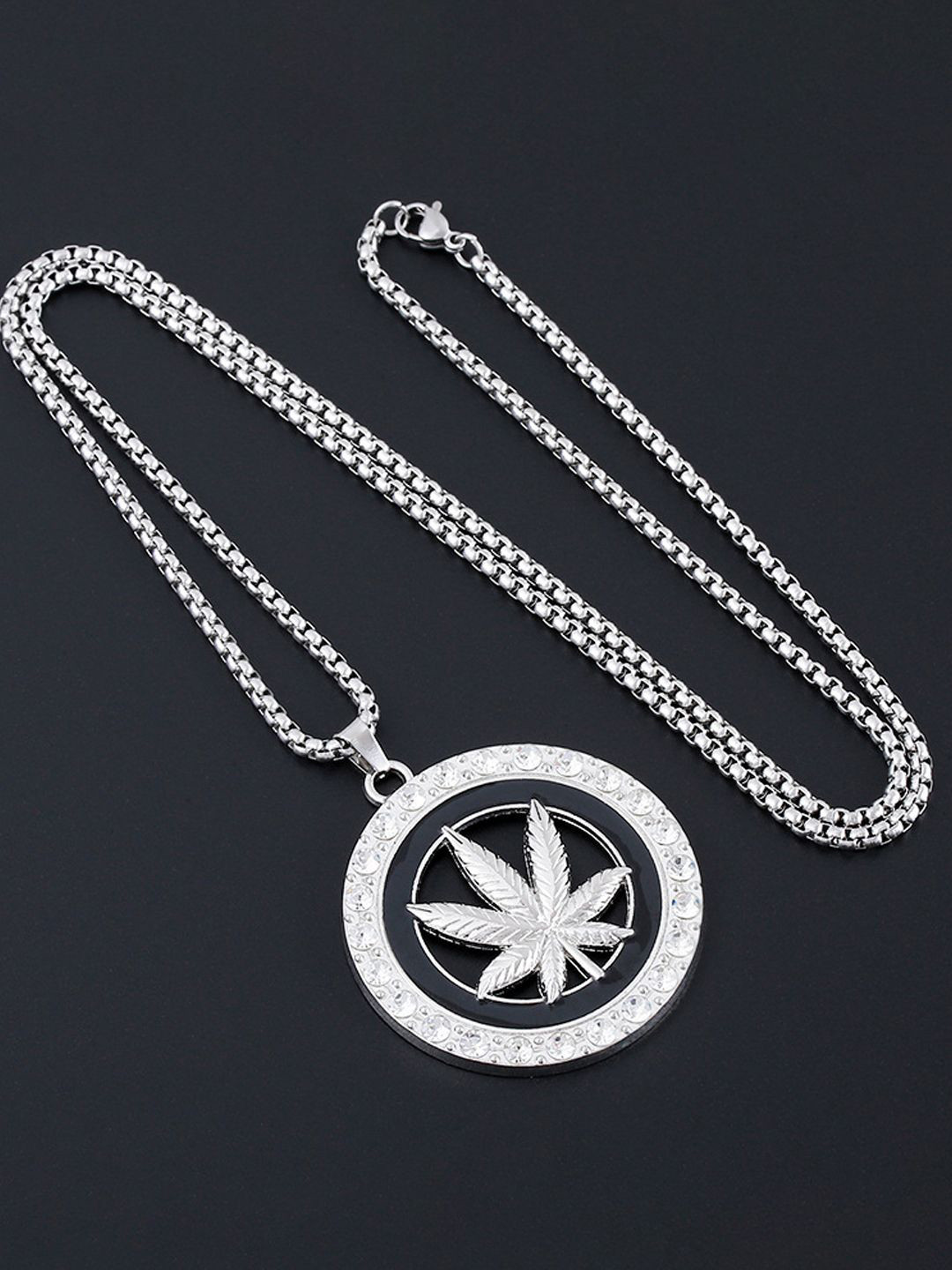 KRENOZ Men Sliver-Plated Stainless Steel Stone-Studded Pendant With Chain, Silver
KRENOZ Men Sliver-Plated Stainless Steel Stone-Studded Pendant With Chain, Silver