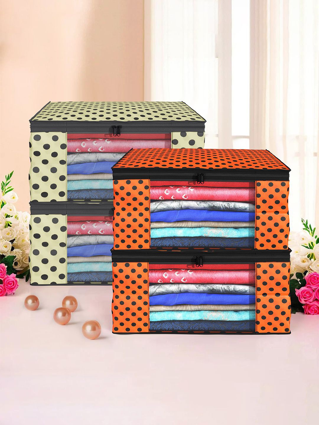 Kuber Industries Cream & Orange 4 Pieces Polka Dot Printed Foldable Drawer Organisers
Kuber Industries Cream & Orange 4 Pieces Polka Dot Printed Foldable Drawer Organisers