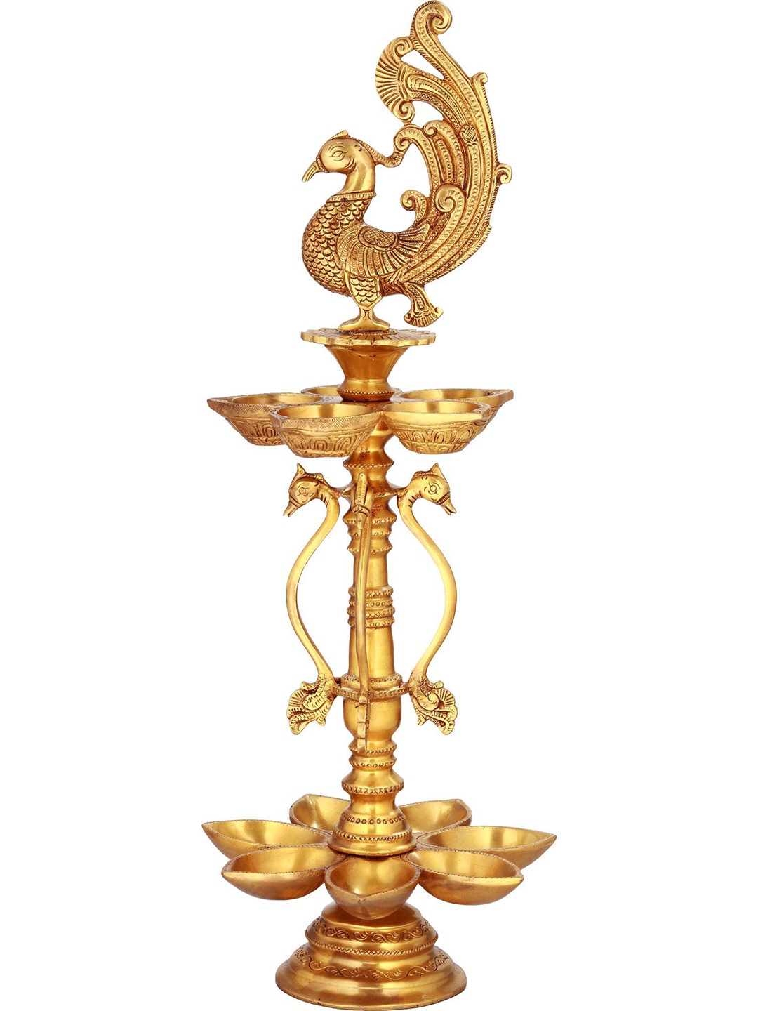 Exotic India 20" Peacock Twelve Wicks Puja Lamp in Brass - Made in India, Gold
Exotic India 20" Peacock Twelve Wicks Puja Lamp in Brass - Made in India, Gold