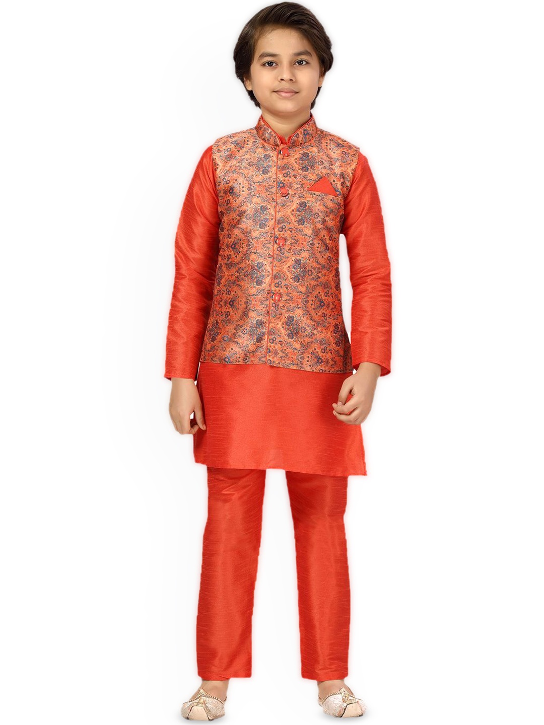BAESD Boys Mandarin Collar Pure Cotton Straight Kurta With Pyjamas And Waistcoat, Orange
BAESD Boys Mandarin Collar Pure Cotton Straight Kurta With Pyjamas And Waistcoat, Orange