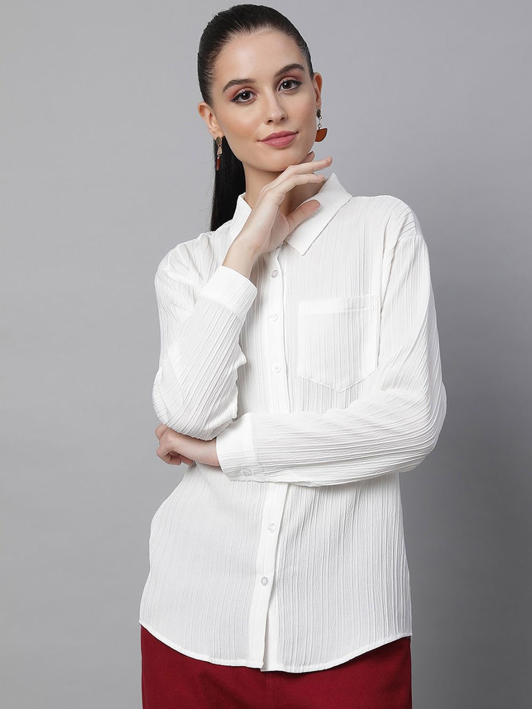 Global Republic Women Classic Spread Collar Striped Cotton Relaxed Fit Casual Shirt, White
Global Republic Women Classic Spread Collar Striped Cotton Relaxed Fit Casual Shirt, White
