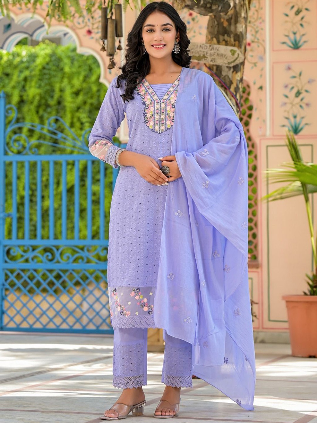 KAJREE Women Embroidered Regular Thread Work Pure Cotton Kurti with Salwar & With Dupatta, Blue
KAJREE Women Embroidered Regular Thread Work Pure Cotton Kurti with Salwar & With Dupatta, Blue