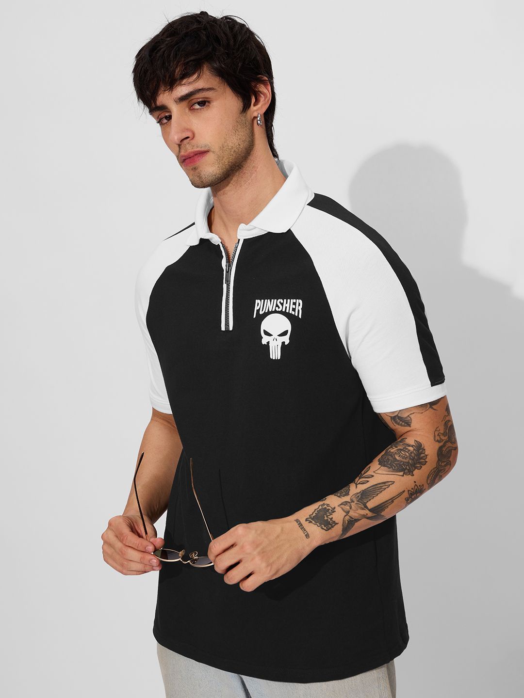 The Souled Store Men Colourblocked Hooded Extended Sleeves Polo Collar T-shirt, Black
The Souled Store Men Colourblocked Hooded Extended Sleeves Polo Collar T-shirt, Black