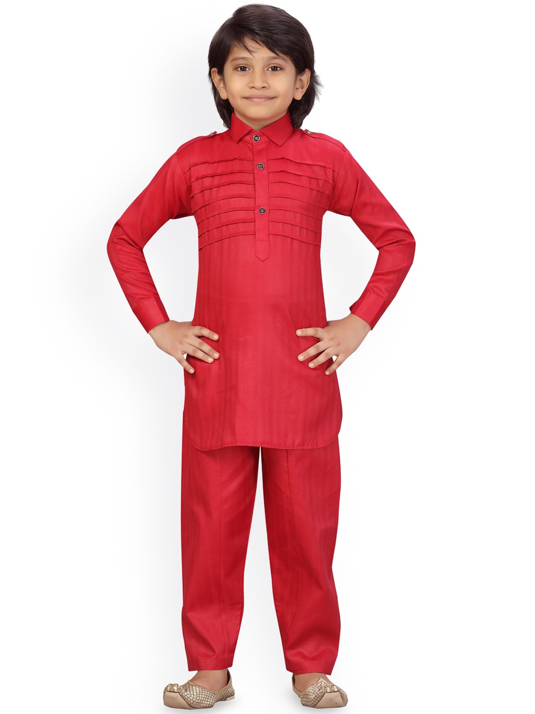 BAESD Boys Self Design Pintuck Shirt Collar Pure Cotton Pathani Kurta With Salwar, Maroon
BAESD Boys Self Design Pintuck Shirt Collar Pure Cotton Pathani Kurta With Salwar, Maroon