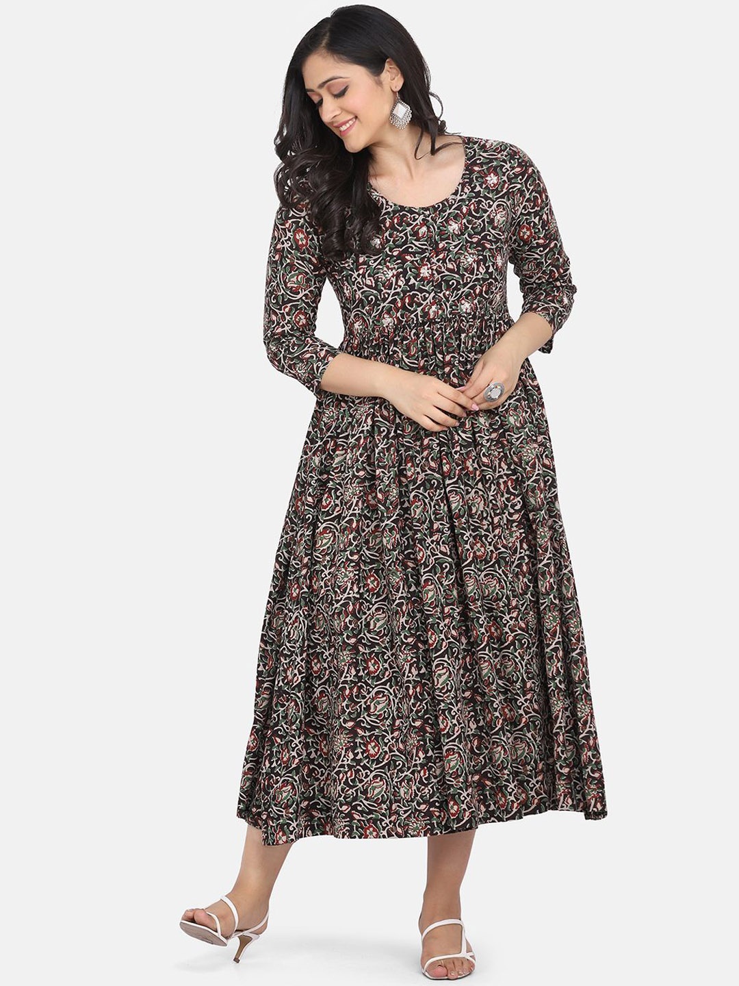 HRITIKA Women Floral Printed Flared Sleeves Sequinned Handloom Anarkali Kurta, Black
HRITIKA Women Floral Printed Flared Sleeves Sequinned Handloom Anarkali Kurta, Black