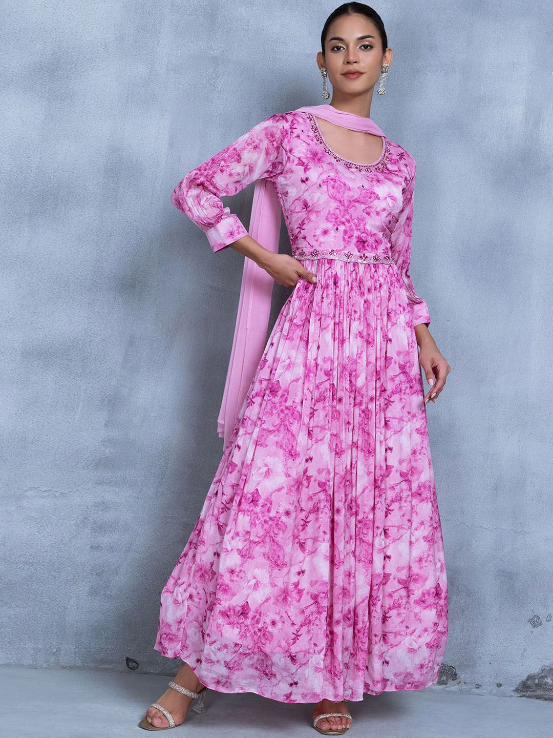 Rang by Indya Floral Printed Puff Sleeves Thread Work Anarkali Kurta With Dupatta, Pink
Rang by Indya Floral Printed Puff Sleeves Thread Work Anarkali Kurta With Dupatta, Pink