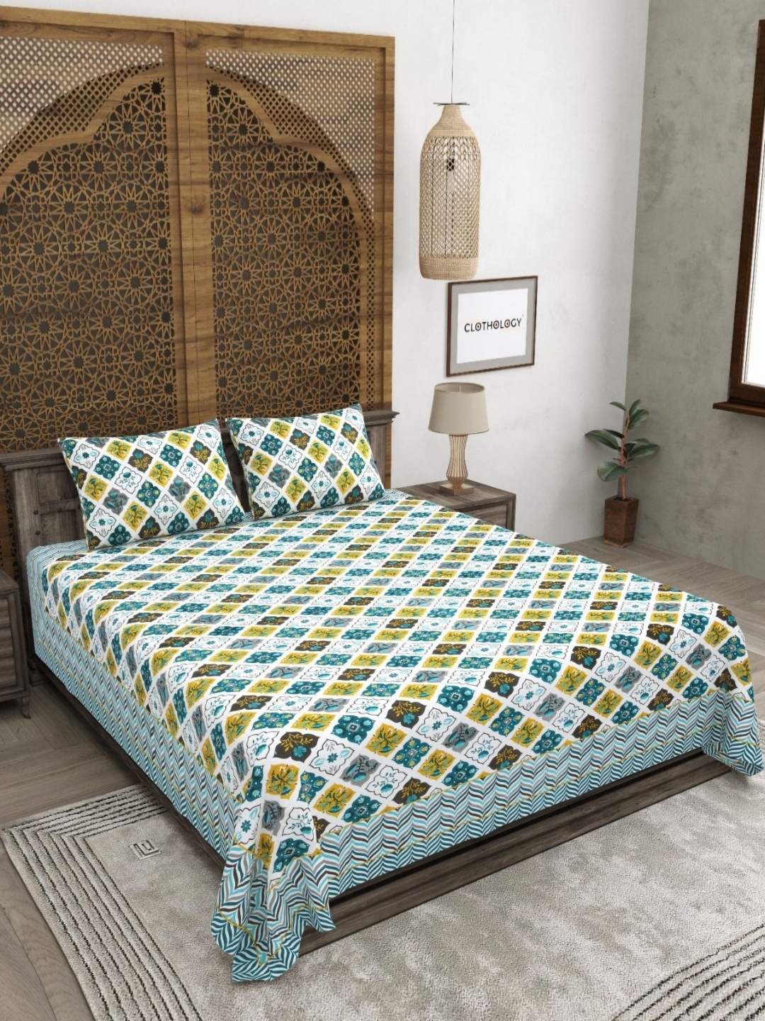 CLOTHOLOGY Blue & Green Floral Printed Pure cotton 180 TC King Bedsheet Set 2.75 x 2.25 m
CLOTHOLOGY Blue & Green Floral Printed Pure cotton 180 TC King Bedsheet Set 2.75 x 2.25 m