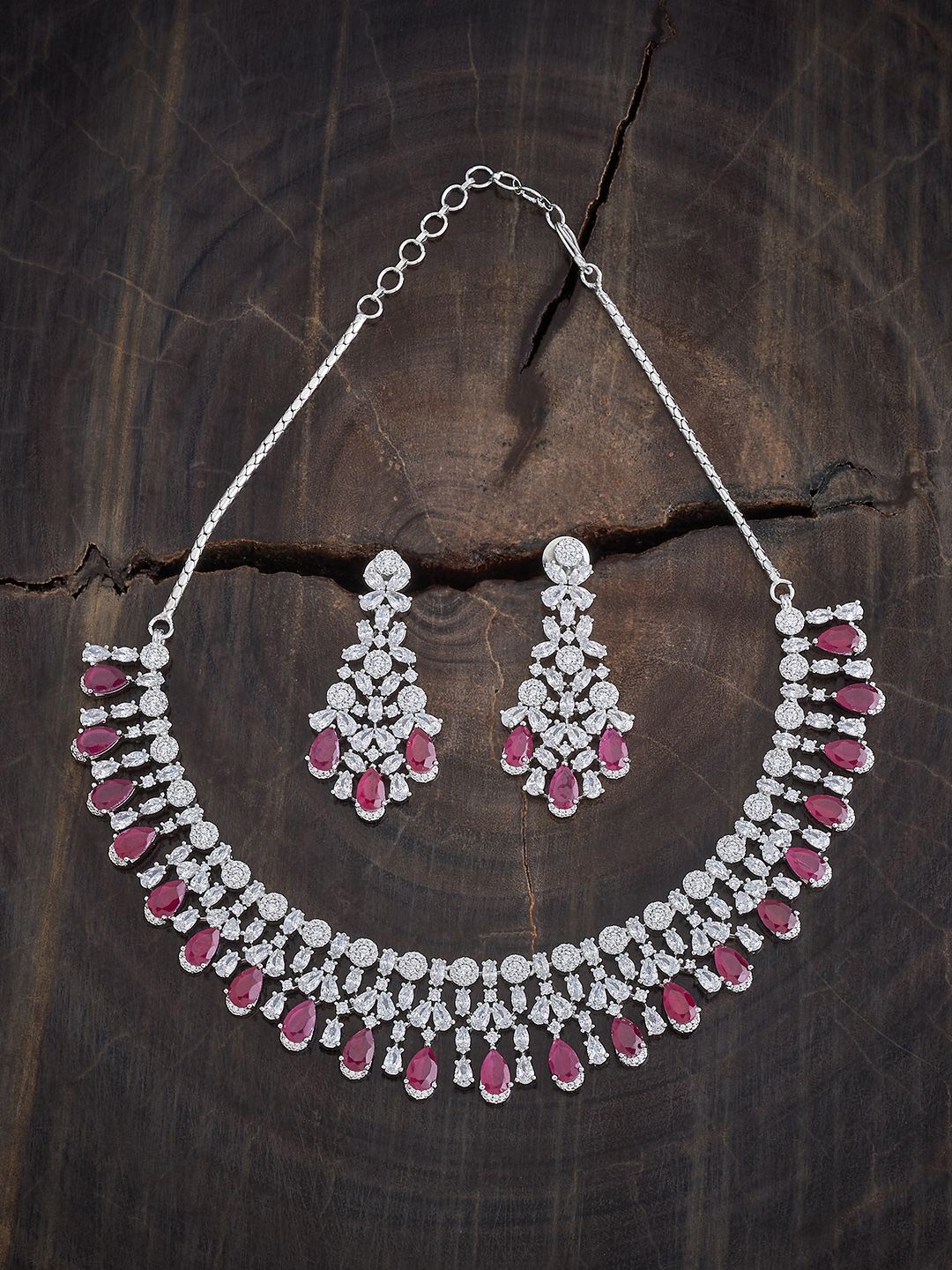 Kushal's Fashion Jewellery Rhodium-Plated Cubic Zirconia Studded Jewellery Set, Silver
Kushal's Fashion Jewellery Rhodium-Plated Cubic Zirconia Studded Jewellery Set, Silver