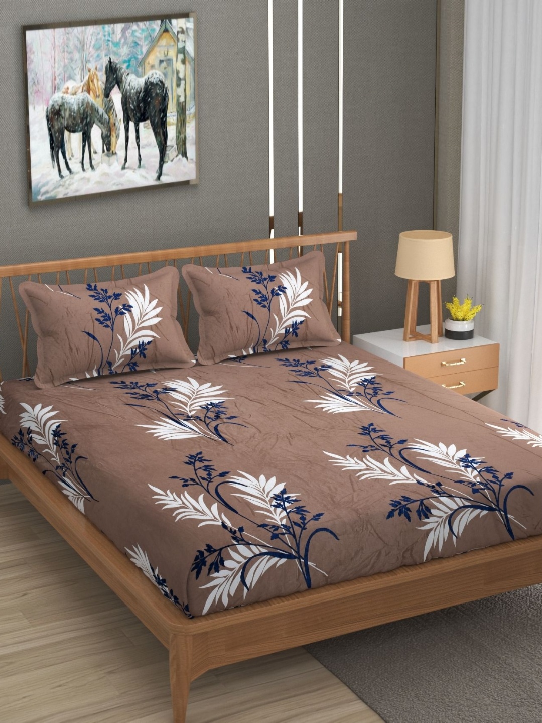 BLUEDOT Brown & White Floral Printed Wool 210 TC Fitted King Bedsheet Set1.98 m x 1.82
BLUEDOT Brown & White Floral Printed Wool 210 TC Fitted King Bedsheet Set1.98 m x 1.82