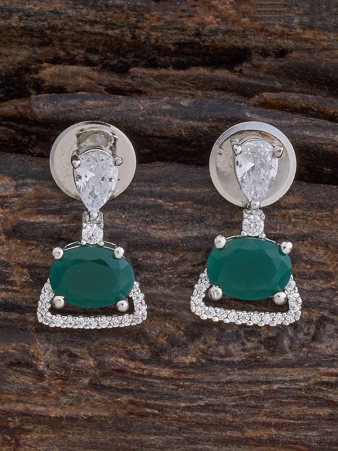 Kushal's Fashion Jewellery Rhodium Plated Zircon Studded Contemporary Drop Earrings, Green
Kushal's Fashion Jewellery Rhodium Plated Zircon Studded Contemporary Drop Earrings, Green