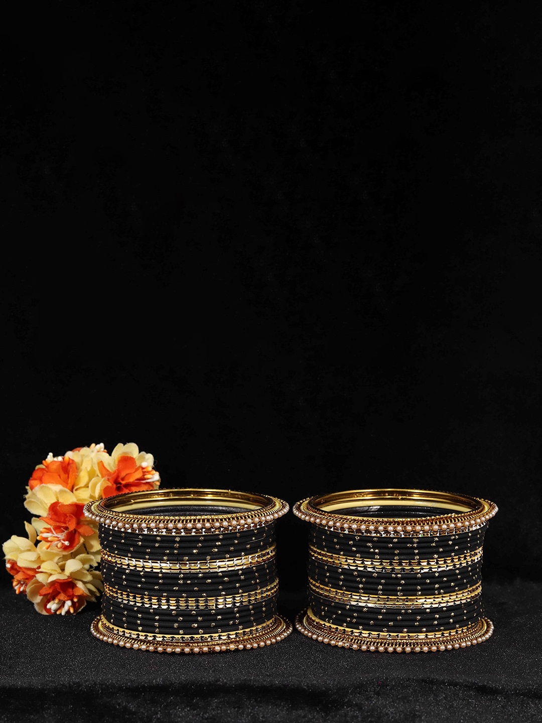 Set Of 40 Non-Precious Metal with Base Metal Zari Dotted and Pearls Traditional Bangle, Green
Set Of 40 Non-Precious Metal with Base Metal Zari Dotted and Pearls Traditional Bangle, Green