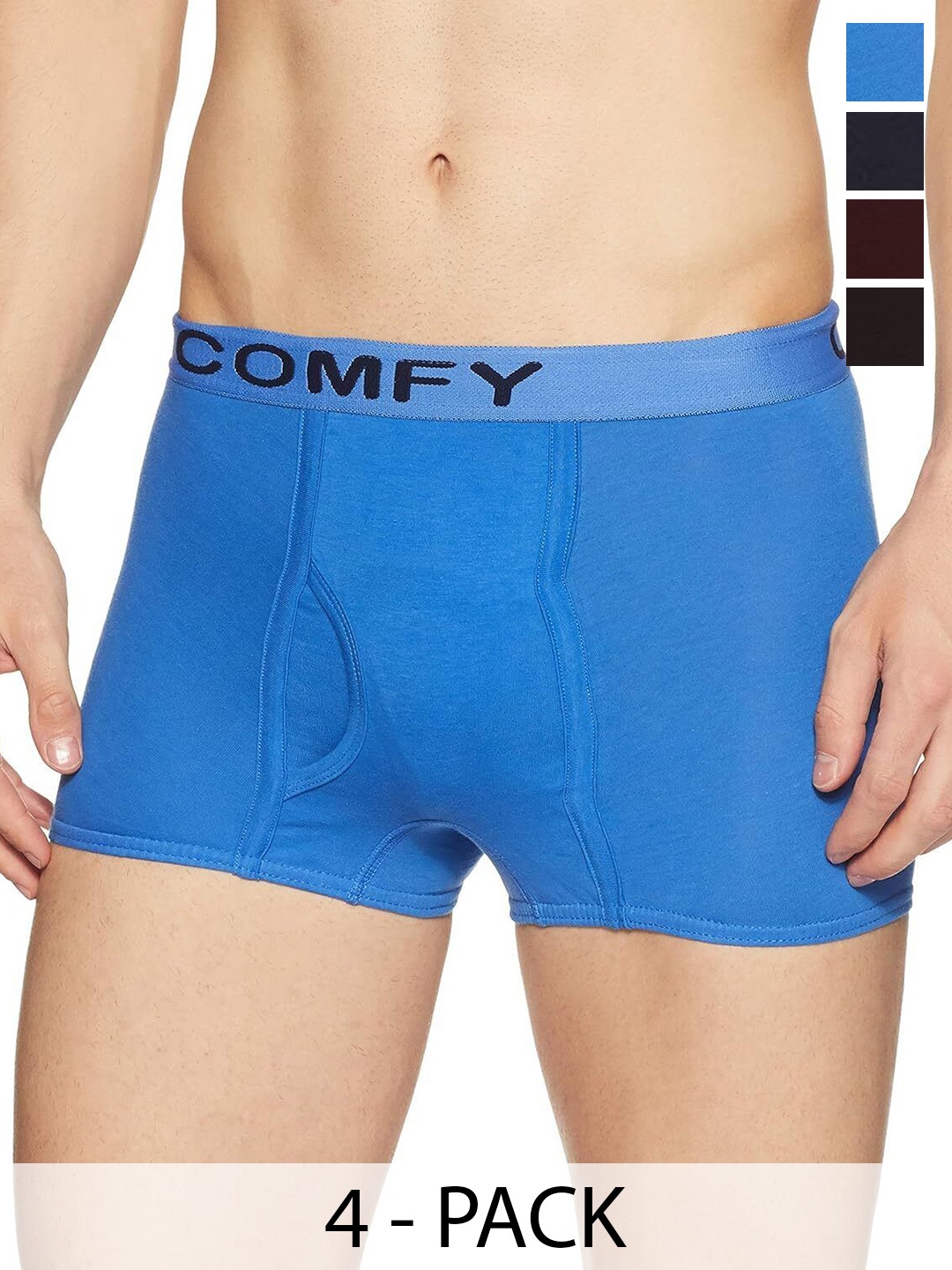 AMUL COMFY Men Pack Of 4 Assorted Pure Cotton Trunks - Comfy-Plain-Mini-Trunk-OE-4-95, Blue
AMUL COMFY Men Pack Of 4 Assorted Pure Cotton Trunks - Comfy-Plain-Mini-Trunk-OE-4-95, Blue