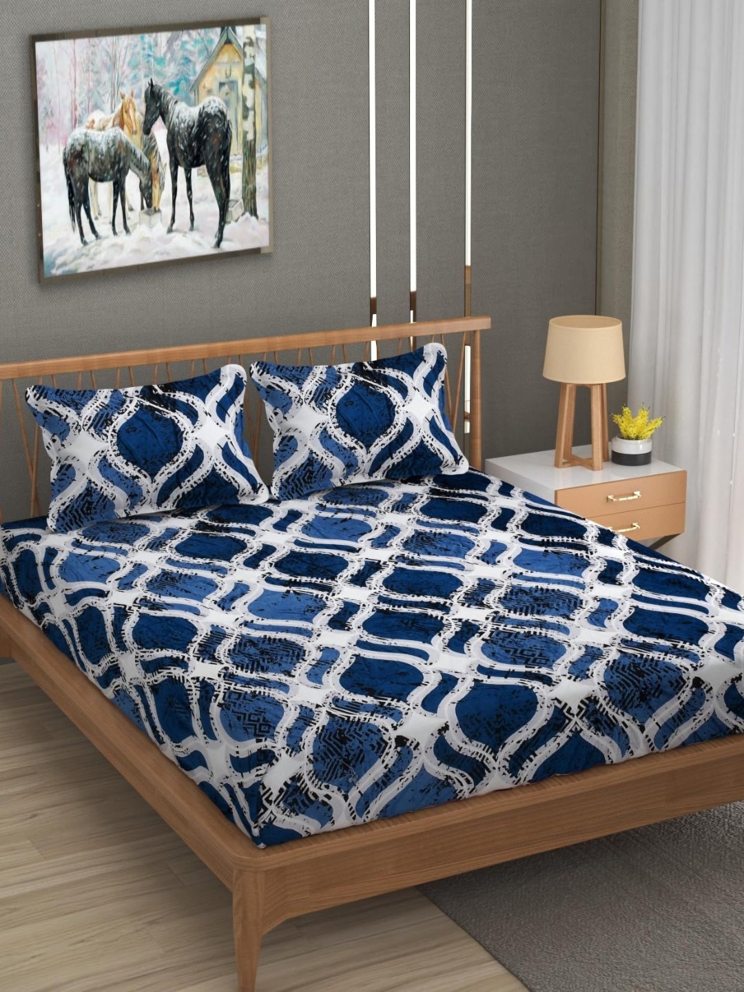 YaAkholic Blue & White Geometric 210 TC King Velvet Fitted Bedsheet Set- 1.9 M x 1.8 M
YaAkholic Blue & White Geometric 210 TC King Velvet Fitted Bedsheet Set- 1.9 M x 1.8 M
