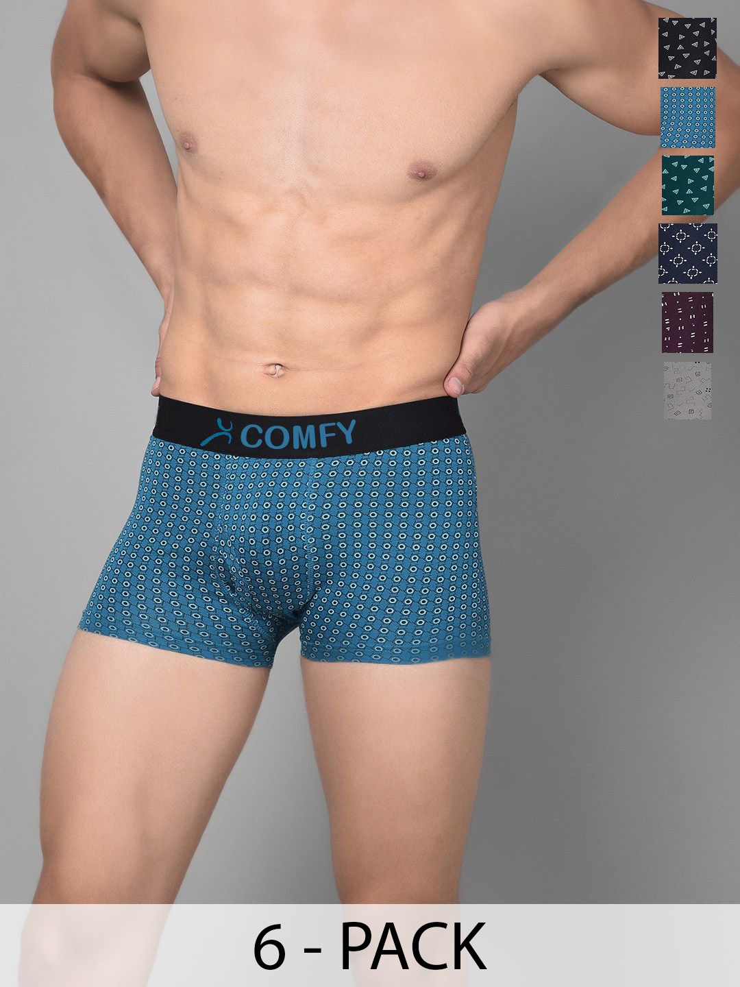 AMUL COMFY Men Pack Of 6 Assorted Cotton Trunks - Comfy-Printed-Trunk-OE-6-90, Blue
AMUL COMFY Men Pack Of 6 Assorted Cotton Trunks - Comfy-Printed-Trunk-OE-6-90, Blue