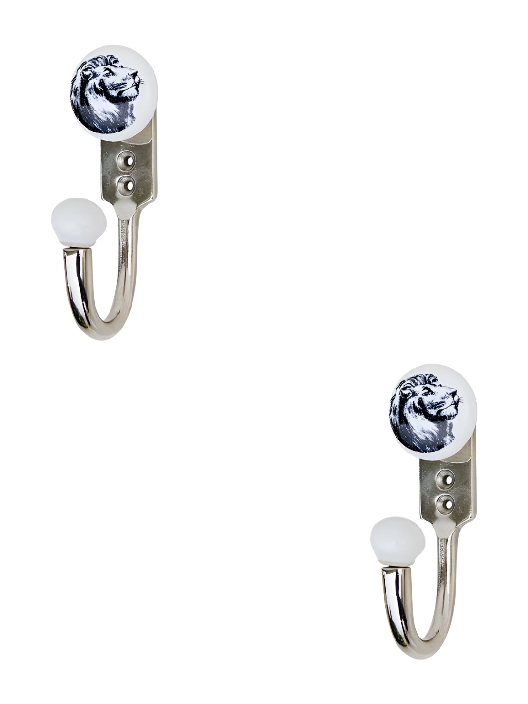 IndianShelf White & Blue 2 Pieces Lion Printed Ceramic & Zinc Wall Hooks
IndianShelf White & Blue 2 Pieces Lion Printed Ceramic & Zinc Wall Hooks