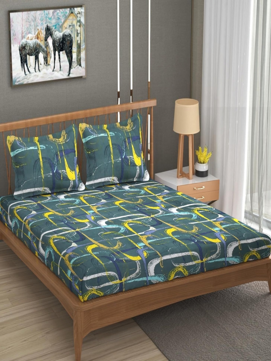 YaAkholic Green & Yellow Geometric 220 TC King Fitted Cotton Bedsheet Set - 1.9 M x 1.8 M
YaAkholic Green & Yellow Geometric 220 TC King Fitted Cotton Bedsheet Set - 1.9 M x 1.8 M
