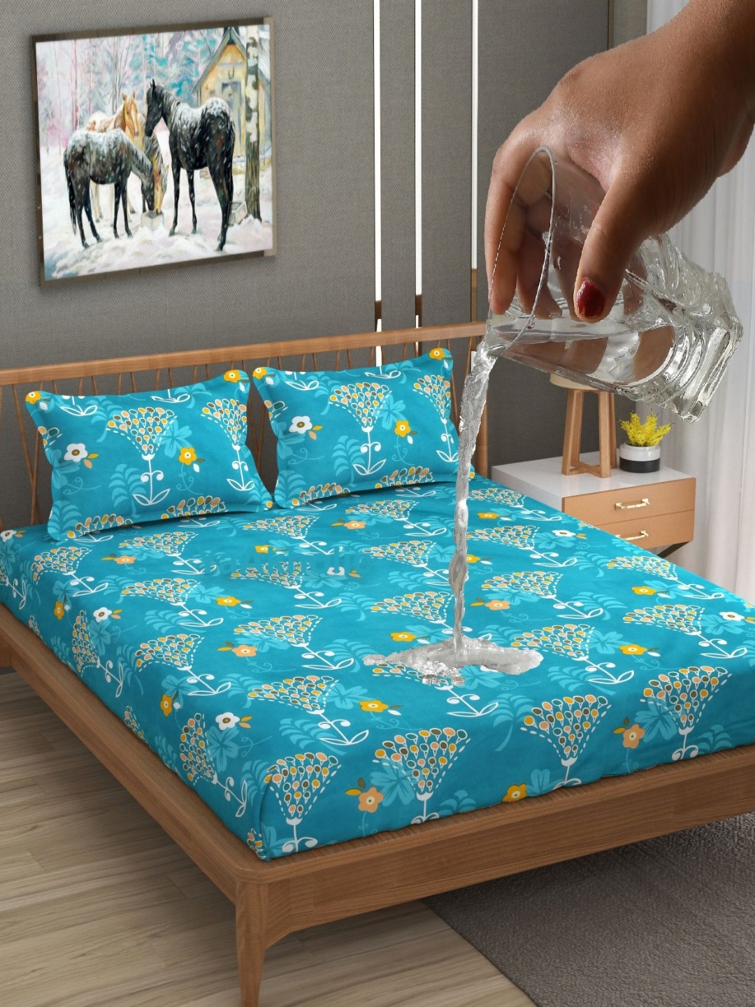 YaAkholic Blue & Yellow Floral 210 TC King Fitted Waterproof Bedsheet Set- 1.9 M x 1.8 M
YaAkholic Blue & Yellow Floral 210 TC King Fitted Waterproof Bedsheet Set- 1.9 M x 1.8 M