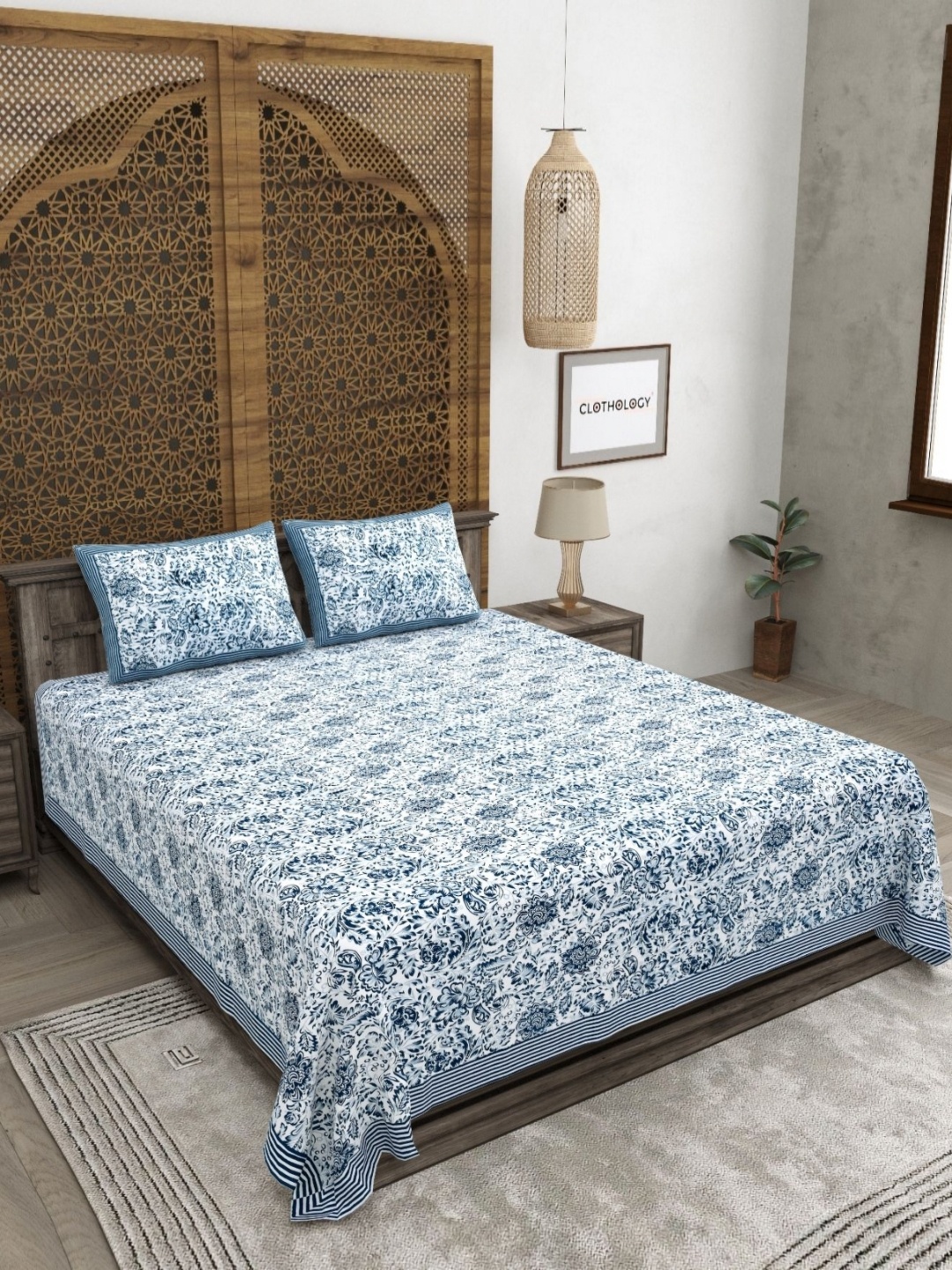 CLOTHOLOGY Blue & White Floral Printed Pure cotton 180 TC King Bedsheet Set 2.75 x 2.25 m
CLOTHOLOGY Blue & White Floral Printed Pure cotton 180 TC King Bedsheet Set 2.75 x 2.25 m