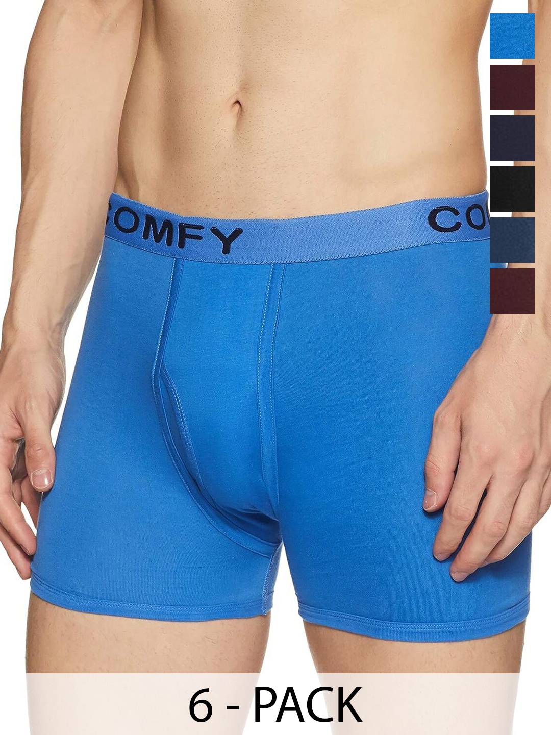 AMUL COMFY Men Pack Of 6 Assorted Pure Cotton Trunks - Comfy-Plain-Trunk-OE-6-90, Blue
AMUL COMFY Men Pack Of 6 Assorted Pure Cotton Trunks - Comfy-Plain-Trunk-OE-6-90, Blue