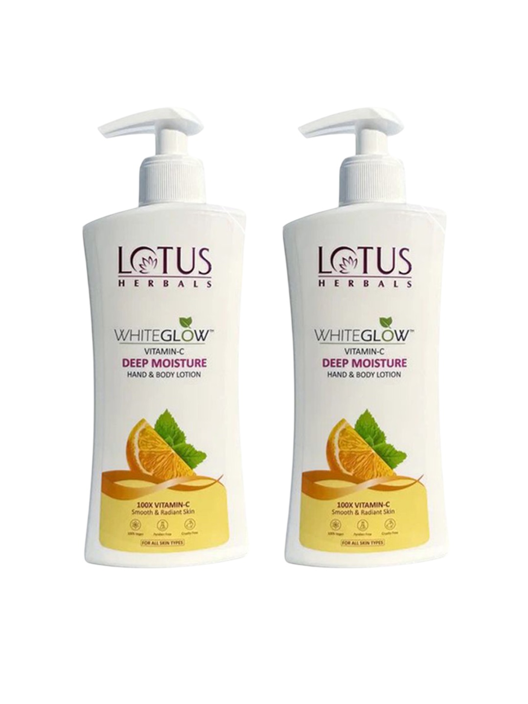 Lotus Herbals Set of 2 WhiteGlow Vitamin C Deep Moisture Hand & Body Lotion - 400 ml each, White
Lotus Herbals Set of 2 WhiteGlow Vitamin C Deep Moisture Hand & Body Lotion - 400 ml each, White