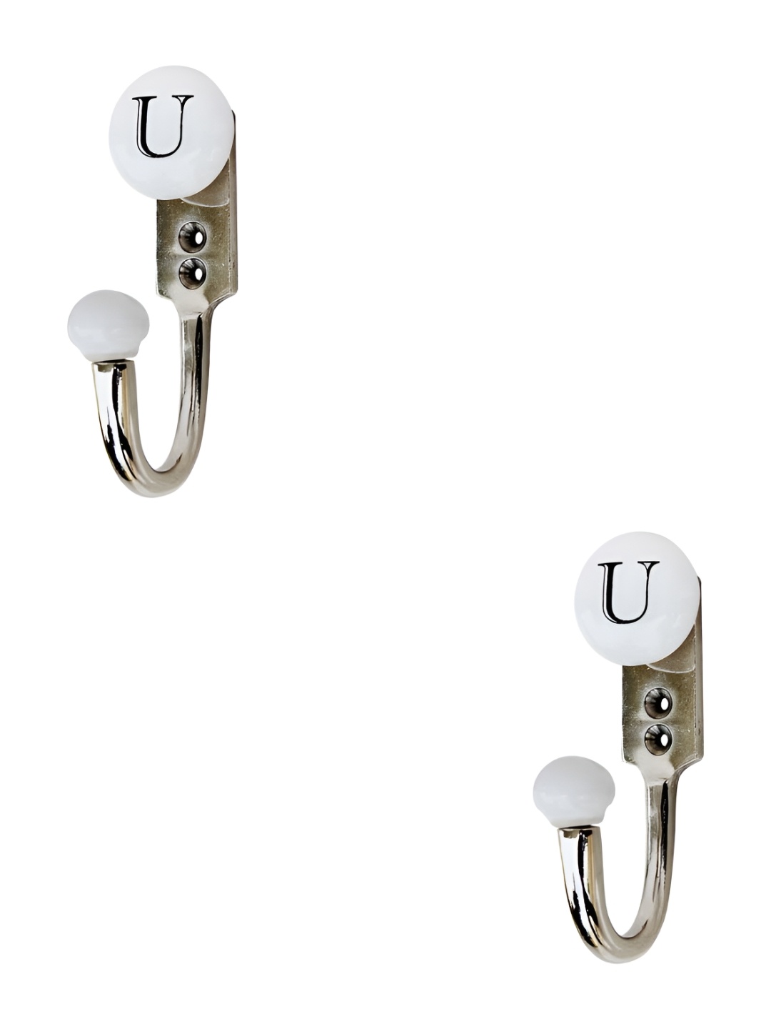 IndianShelf White & Silver-Toned 2 Pieces U Alphabet Printed Ceramic & Zinc Wall Hooks
IndianShelf White & Silver-Toned 2 Pieces U Alphabet Printed Ceramic & Zinc Wall Hooks