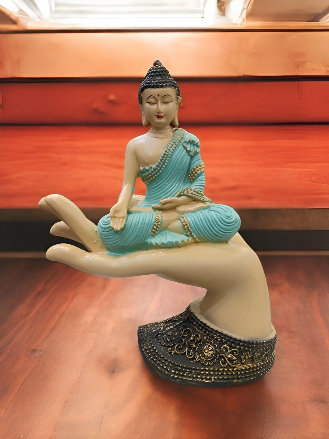 SANKALAN CREATIONS White Buddha Sitting On Palm With The Blessing Mudra Idol Showpiece
SANKALAN CREATIONS White Buddha Sitting On Palm With The Blessing Mudra Idol Showpiece